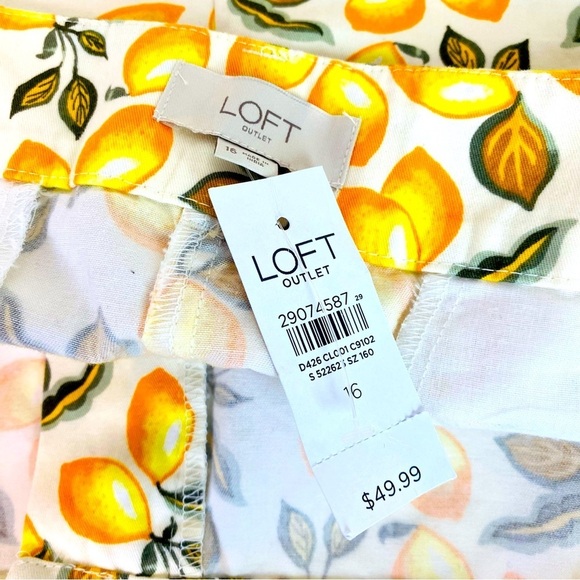 Loft Lemon Print Chino Shorts Size 16 - Picture 4 of 8
